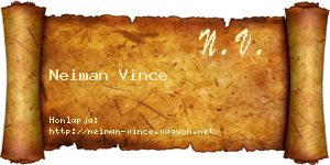 Neiman Vince névjegykártya